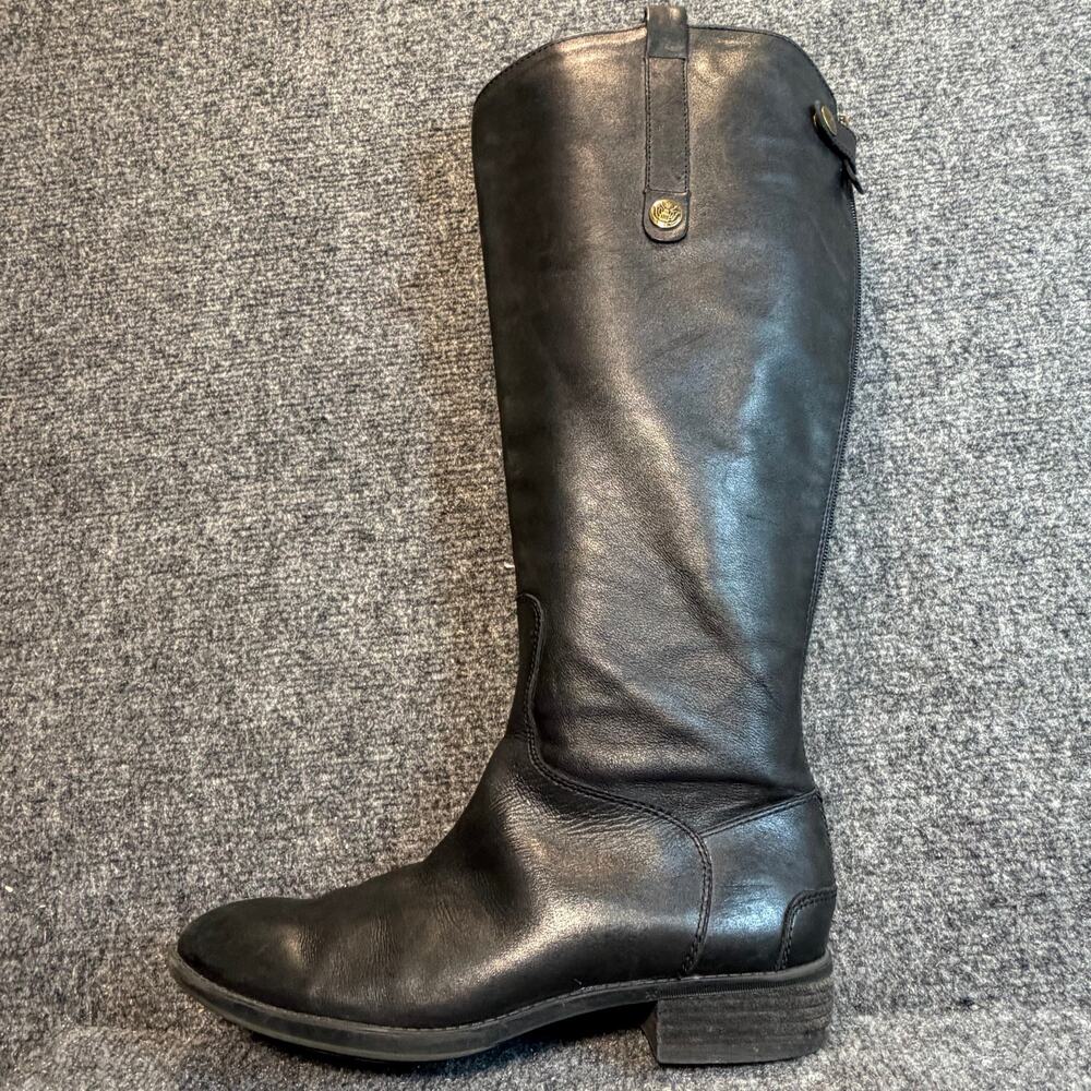 Sam Edelman Penny Black Leather Knee High Tall Riding Boots Size 8 Equestrian